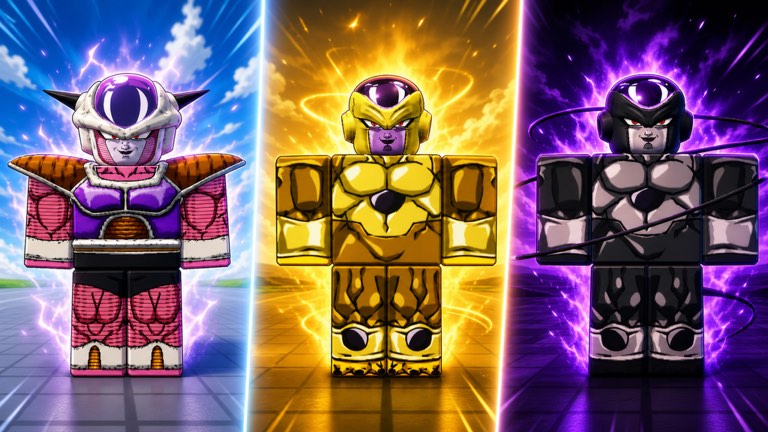 Three Frieza variants side by side — base, Golden and Black forms